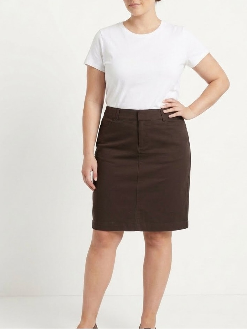 JM Collection Slimming Chocolate Brown Pencil Skirt Size 14 NWT